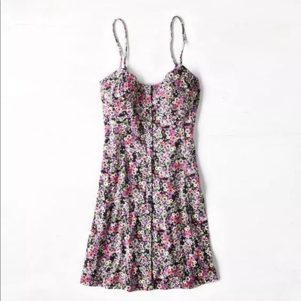 AMERICAN EAGLE OUTFITTERS Floral Mini Dress in Black, Pink, White Size XXS